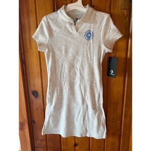 Converse Girls Heather Gray Polo Dress with Blue Logo